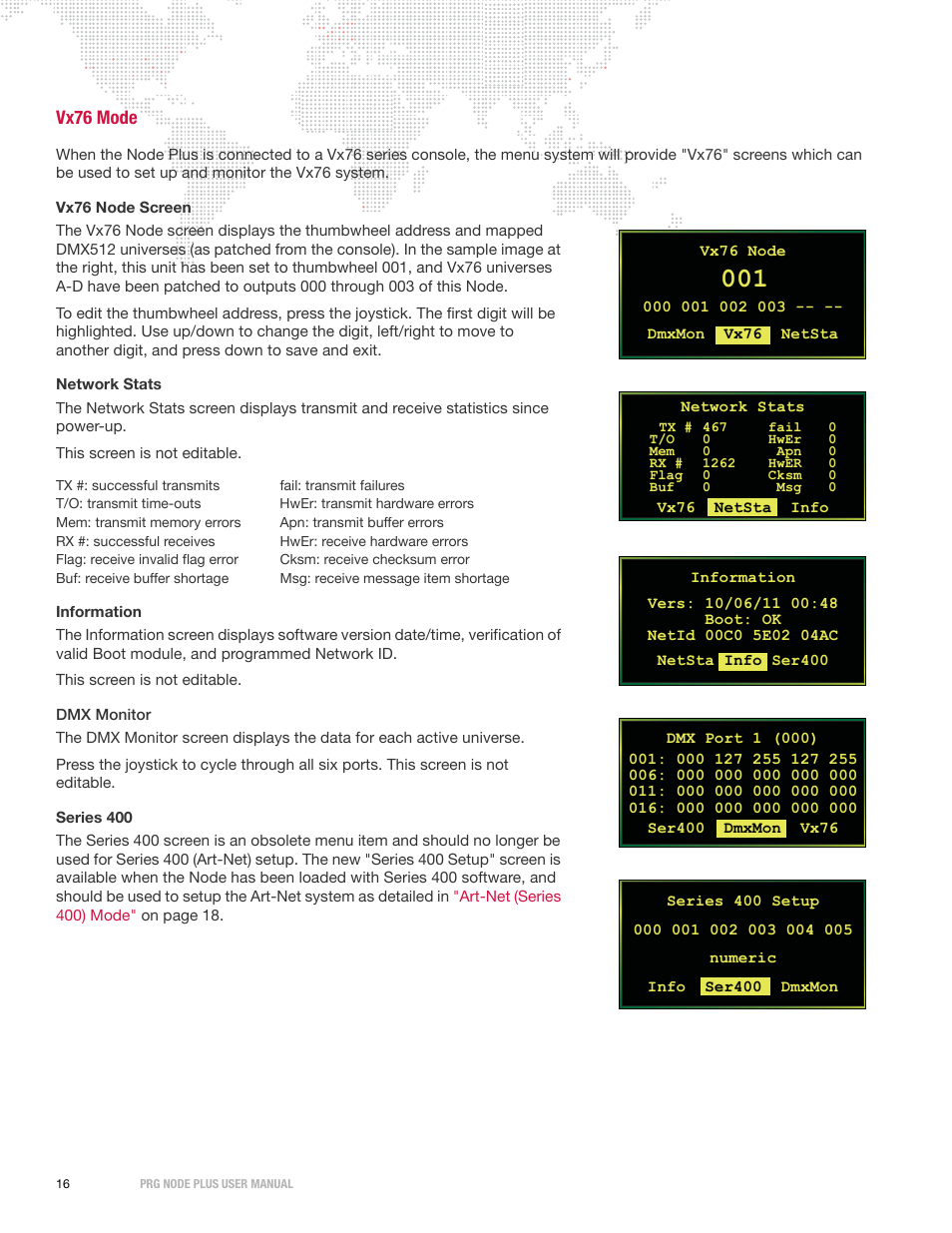 Vx76 mode | PRG Node Plus User Manual | Page 18 / 26