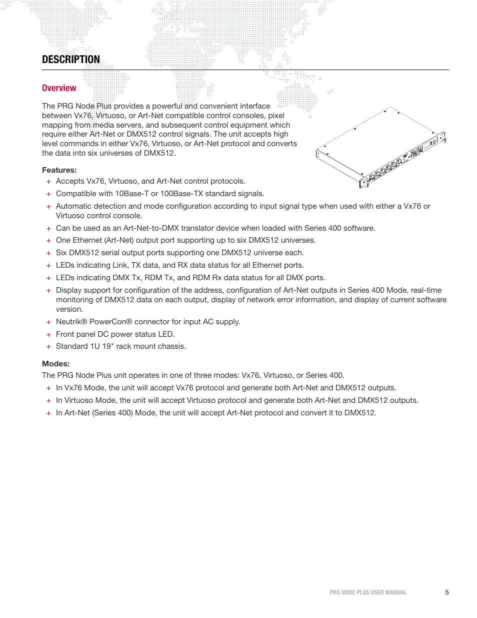 Description, Overview | PRG Node Plus User Manual | Page 7 / 26