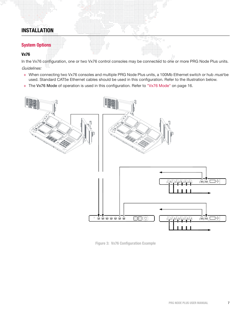 Installation, System options, Vx76 | PRG Node Plus User Manual | Page 9 / 26