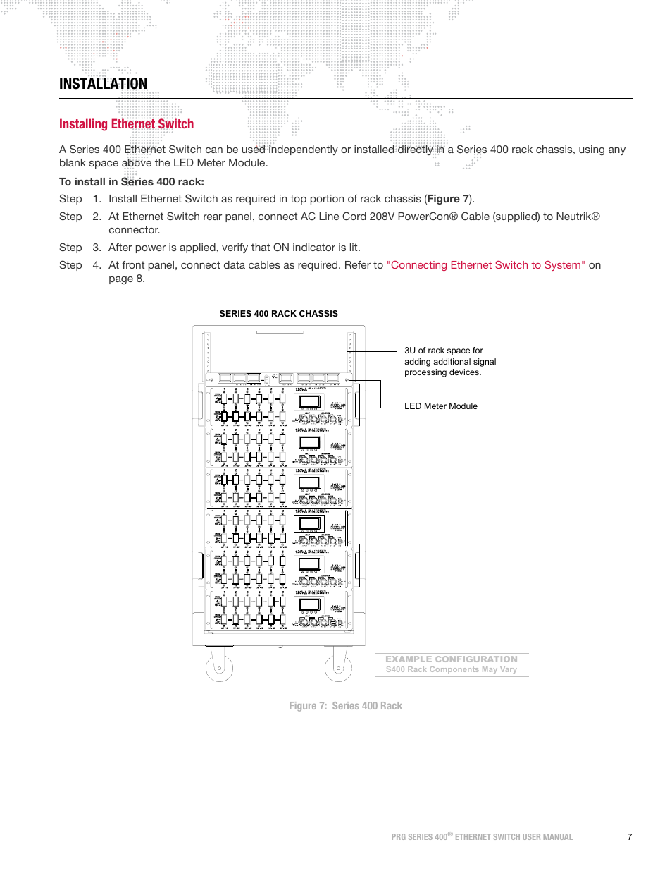 Installation, Installing ethernet switch | PRG Ethernet Switch User Manual | Page 9 / 14