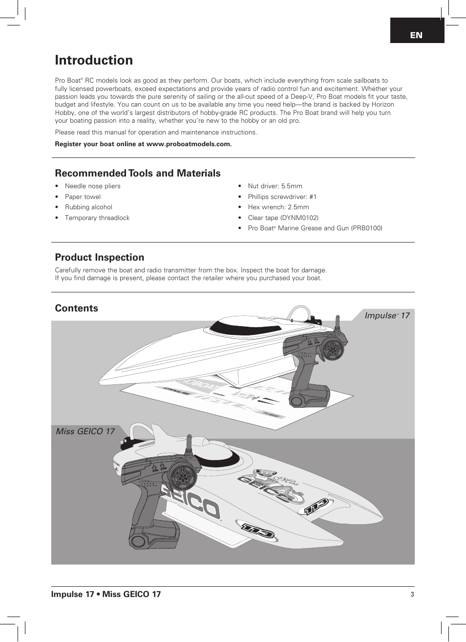 Pro Boat PRB0400 User Manual | Page 3 / 14