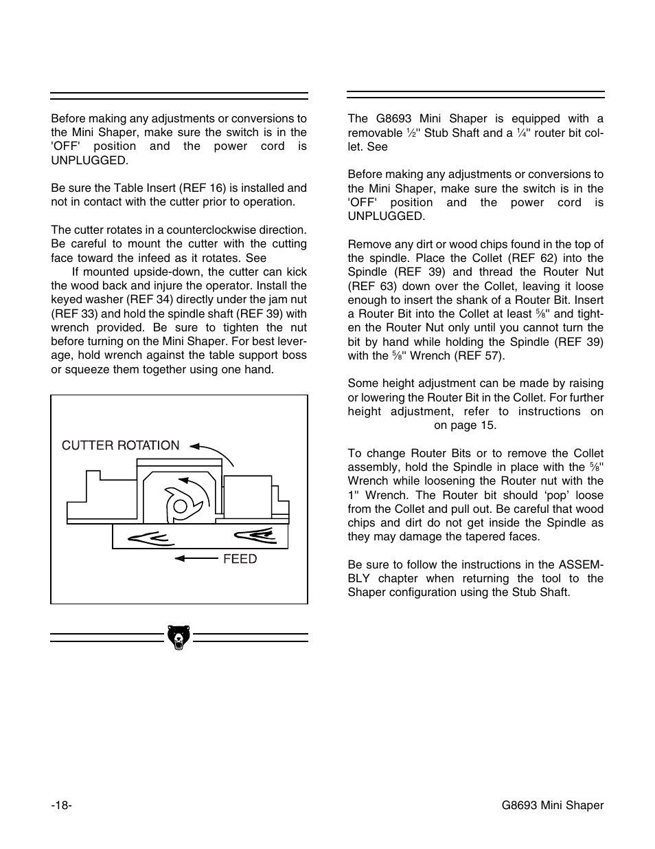 Installing a cutter, Using router bits | Craftsman G8693 User Manual | Page 18 / 30