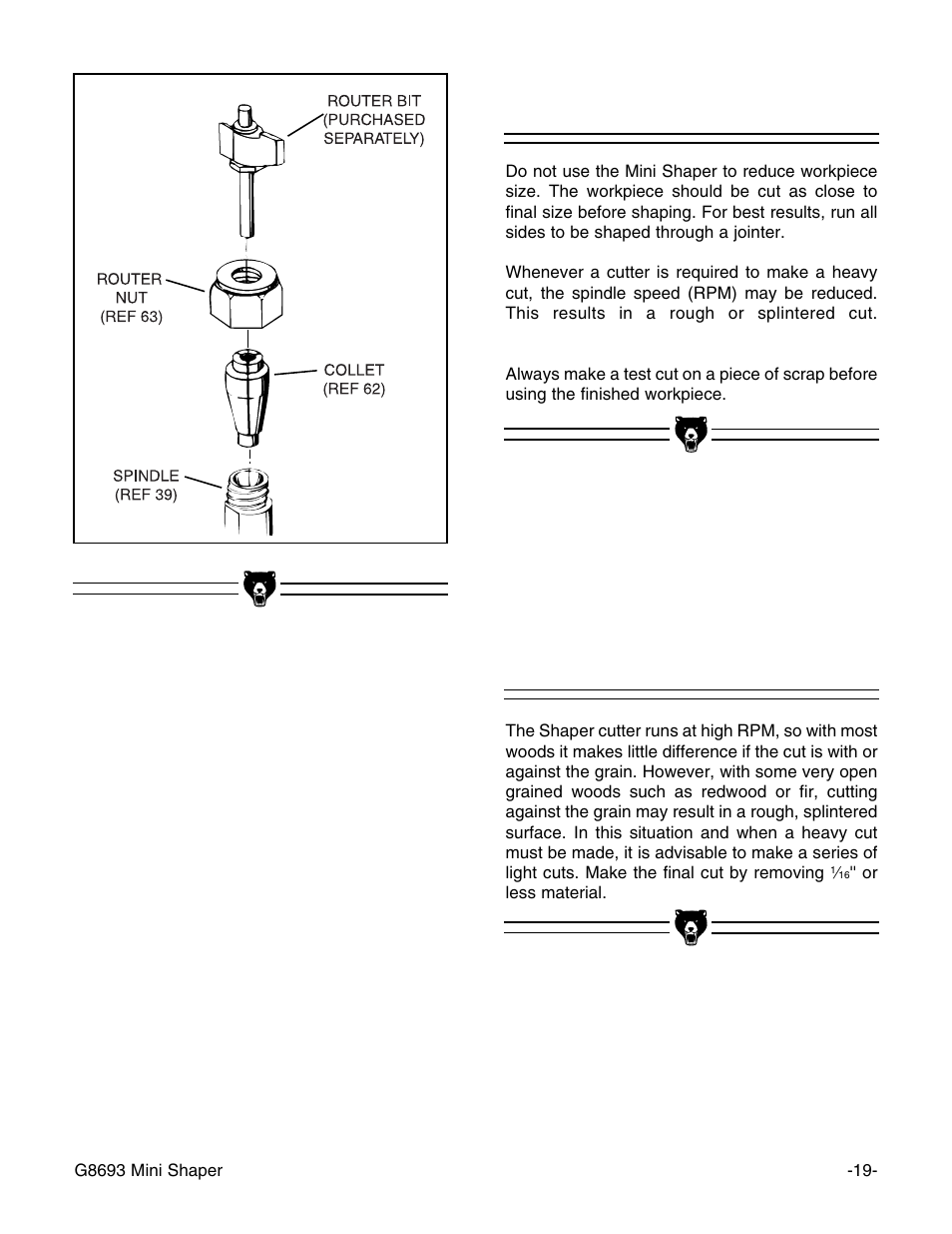 Workpiece prep, Wood grain | Craftsman G8693 User Manual | Page 19 / 30