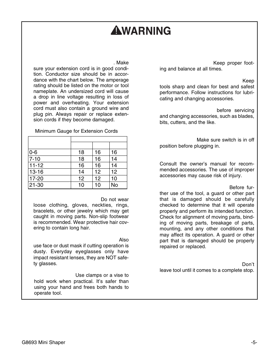 Safety instructions for power tools | Craftsman G8693 User Manual | Page 5 / 30