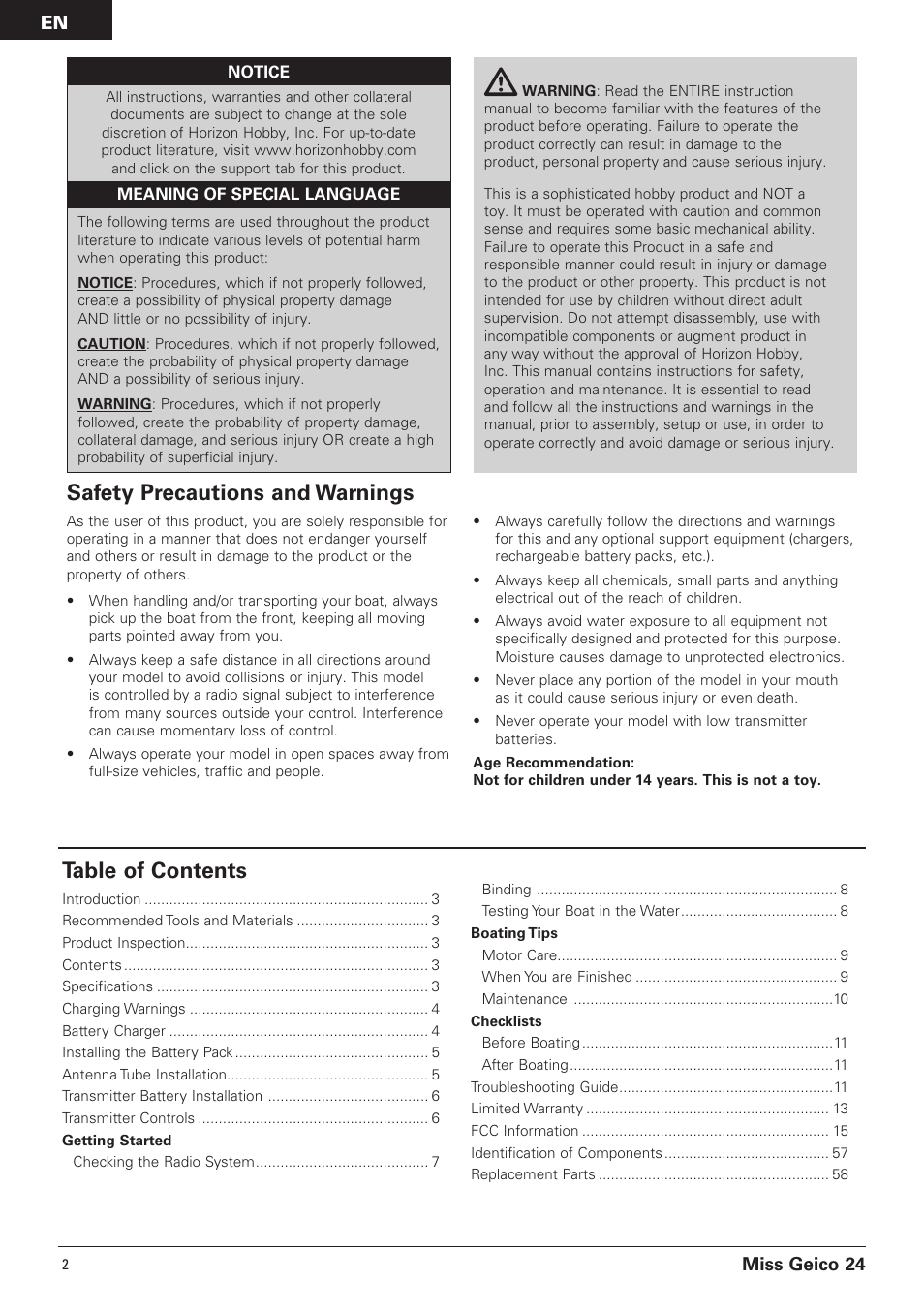 Pro Boat PRB0500 User Manual | Page 2 / 60