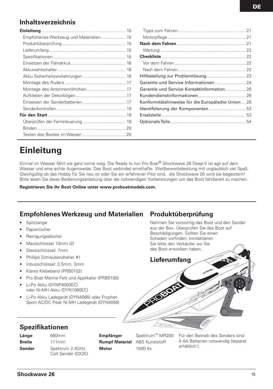 Pro Boat PRB0650 User Manual | Page 15 / 56