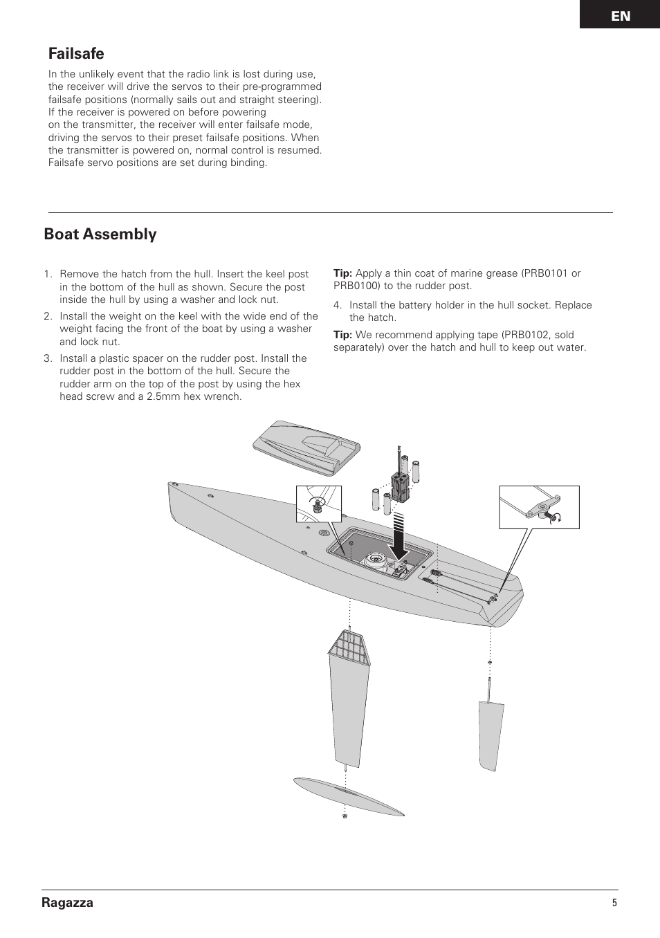 Failsafe, Boat assembly | Pro Boat PRB07000 User Manual | Page 5 / 17