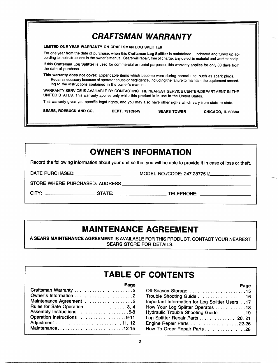 Craftsman 247.287751 User Manual | Page 2 / 27