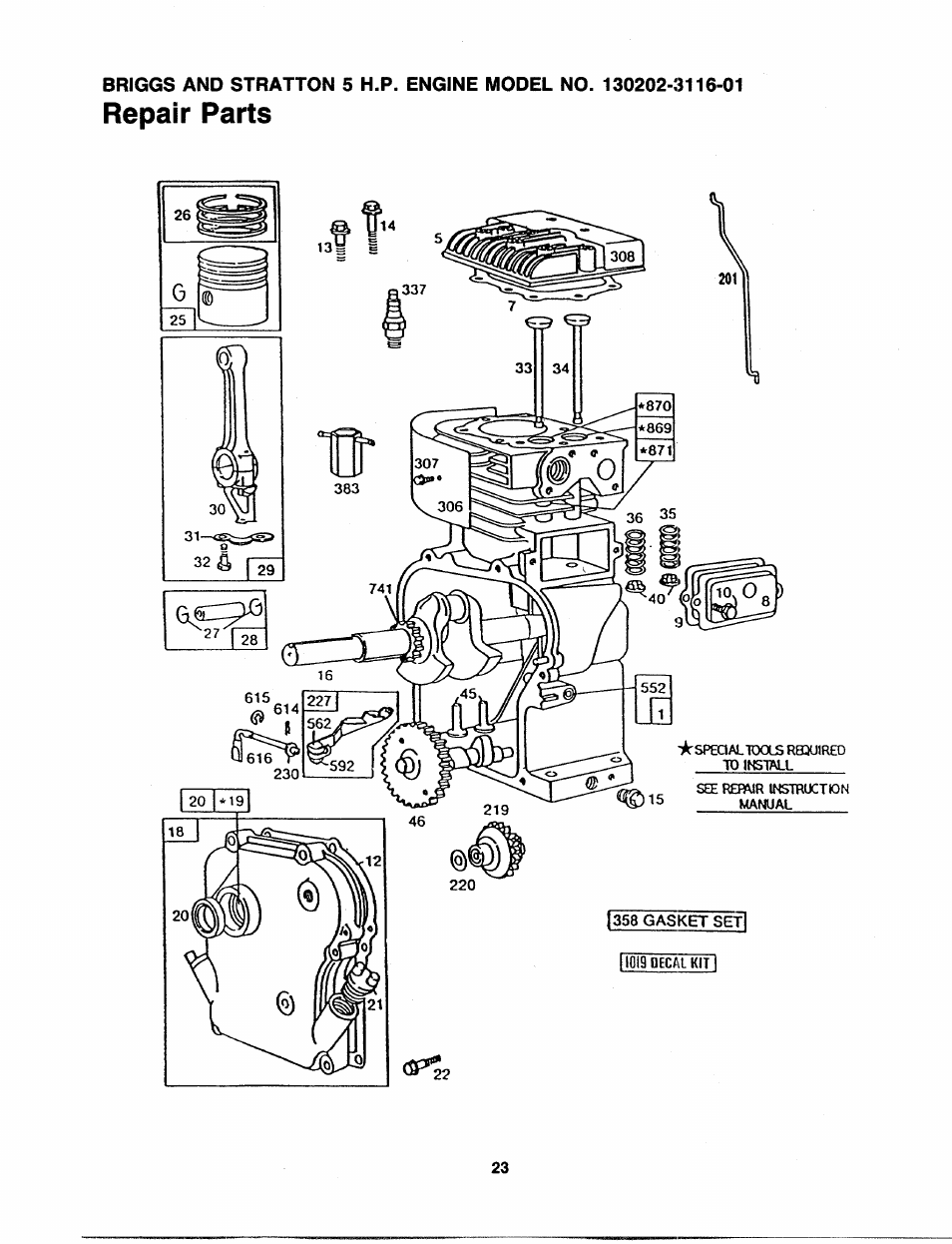 Repair parts | Craftsman 247.287751 User Manual | Page 23 / 27