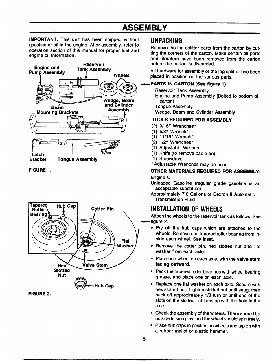 Assembly, Unpacking, Installation 01= wheels | Craftsman 247.287751 User Manual | Page 5 / 27