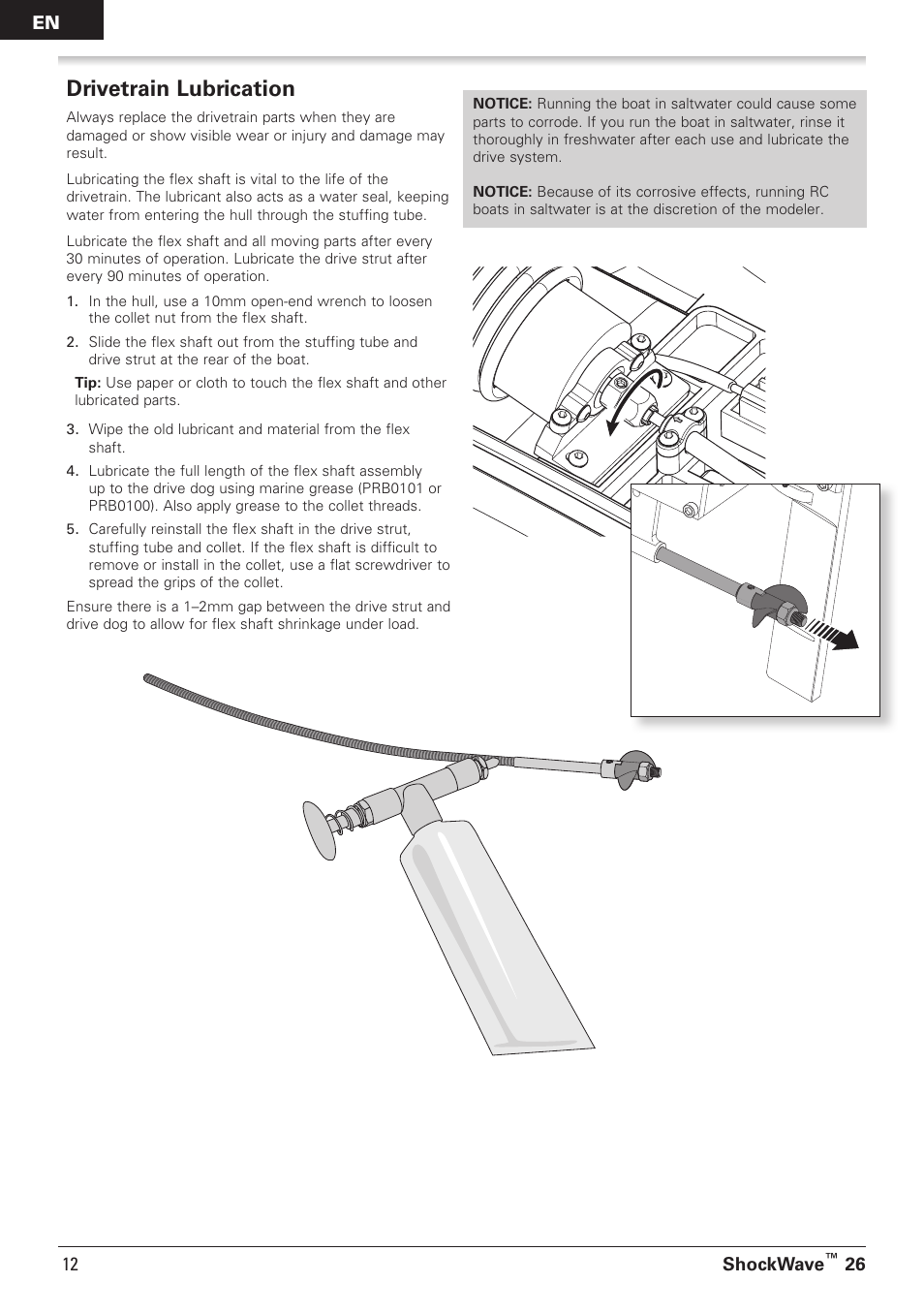 Drivetrain lubrication | Pro Boat PRB08014 User Manual | Page 12 / 19