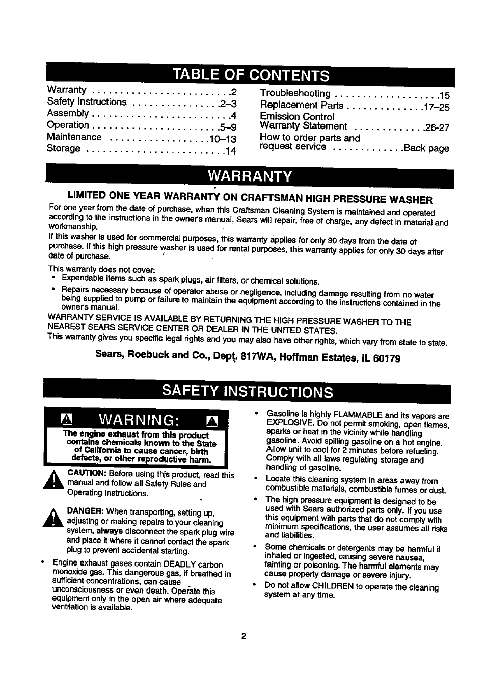 Craftsman 580.768030 User Manual | Page 2 / 28