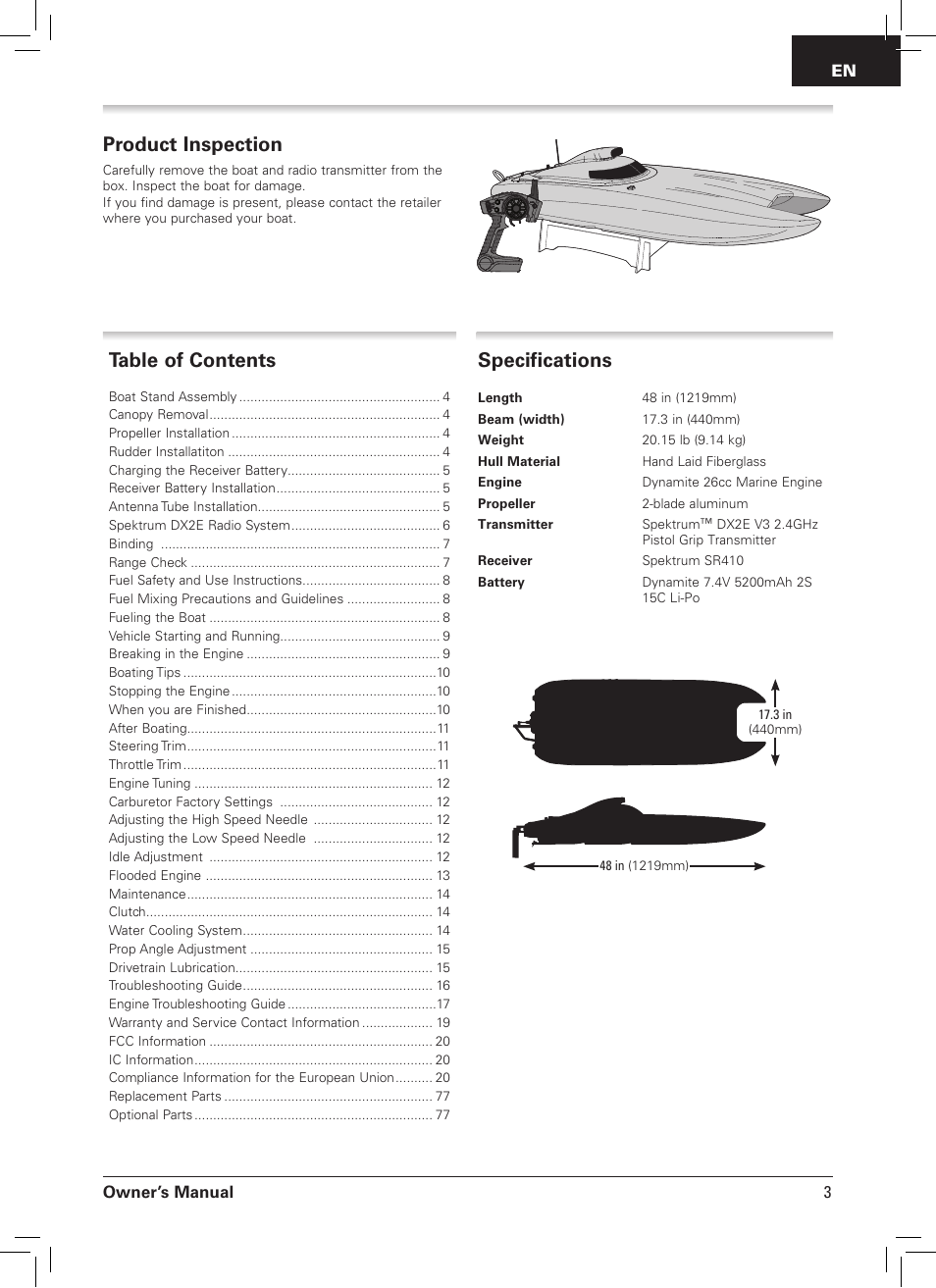 Pro Boat PRB09003 User Manual | Page 3 / 20