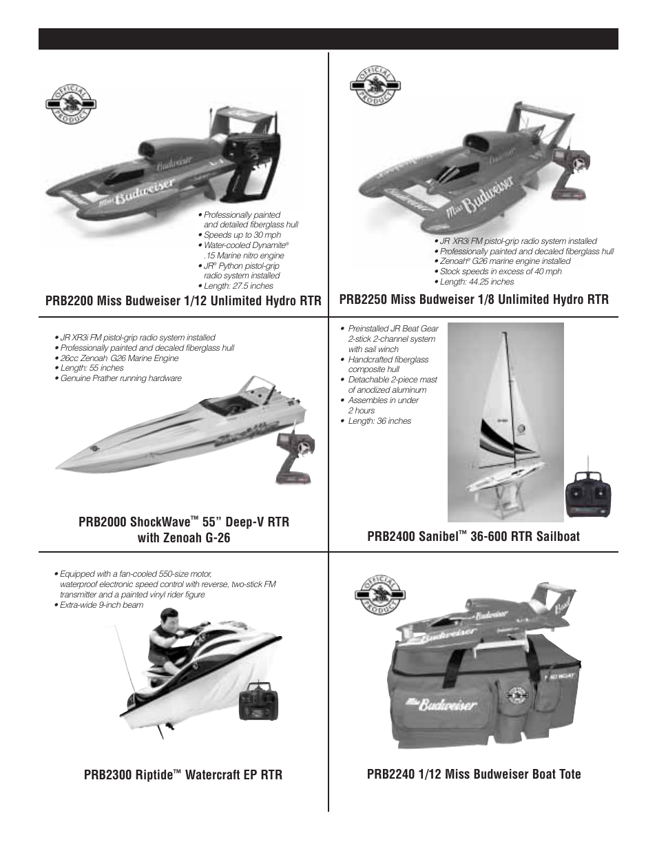 Look for these other fine pro boat, Models at your local hobby dealer | Pro Boat PRB2050T User Manual | Page 10 / 11
