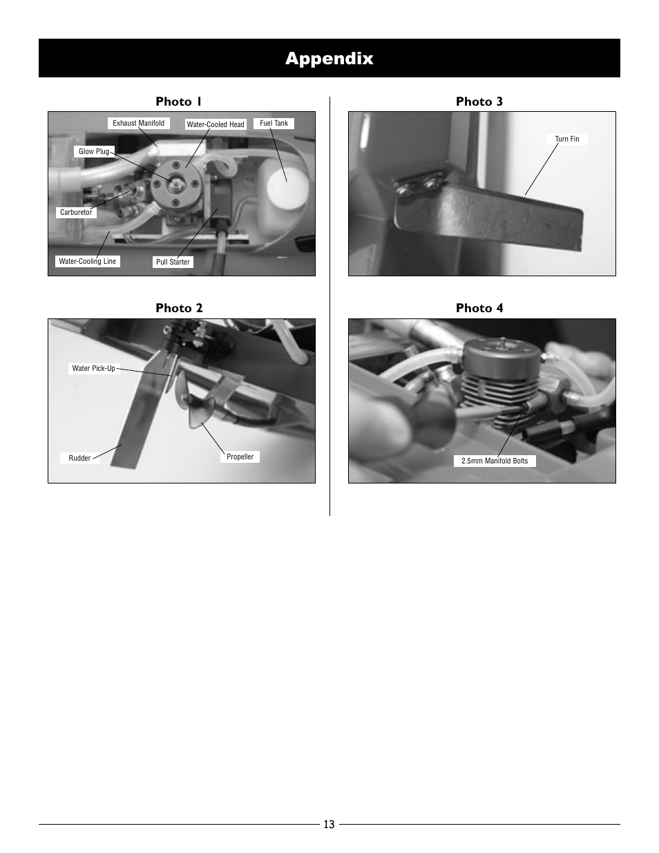 Appendix, Photo 1 photo 2 photo 3 photo 4 | Pro Boat PRB2200 V.1 User Manual | Page 13 / 16