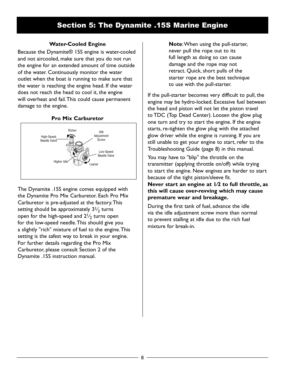 Section 5: the dynamite .15s marine engine | Pro Boat PRB2200 V.1 User Manual | Page 8 / 16