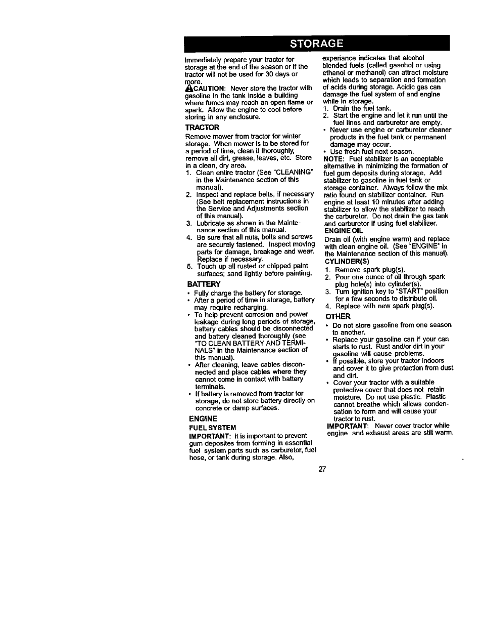 Storage | Craftsman 917.272054 User Manual | Page 27 / 60