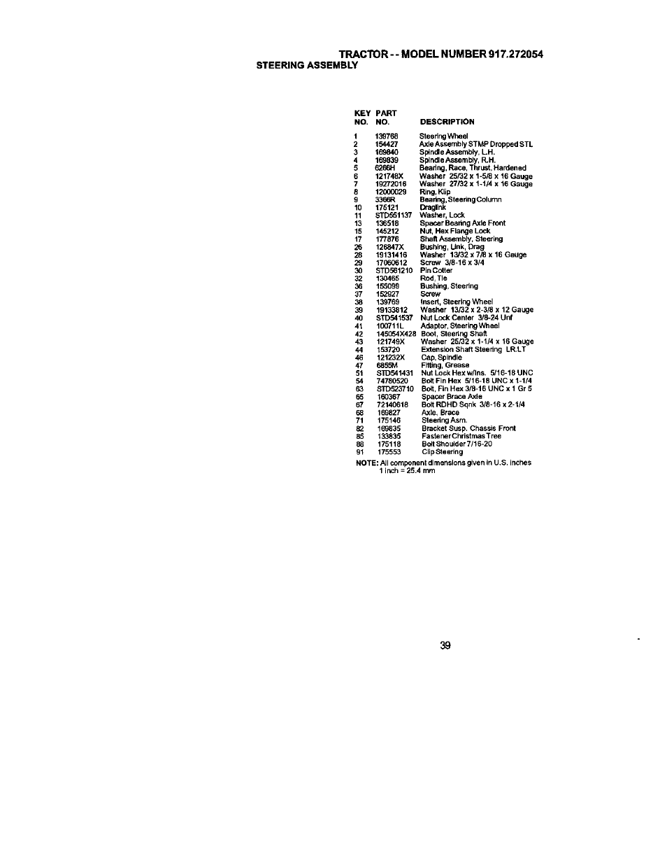 Steering assembly | Craftsman 917.272054 User Manual | Page 39 / 60
