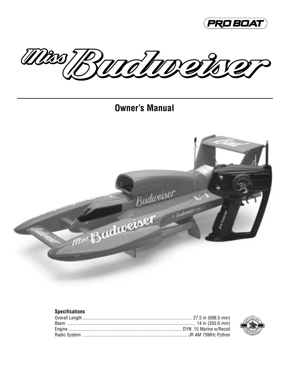 Pro Boat PRB2200 V.2 User Manual | 12 pages