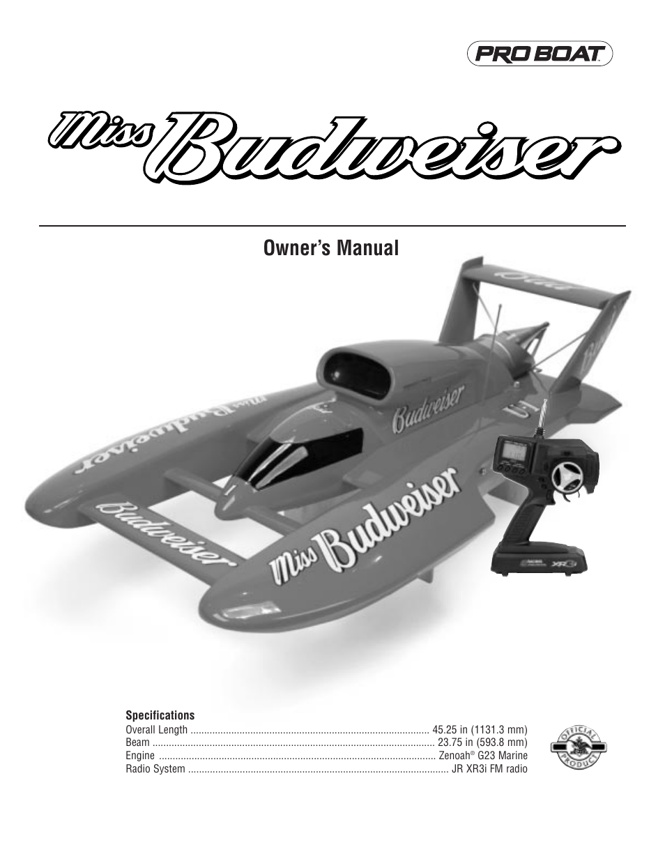 Pro Boat PRB2250 User Manual | 12 pages