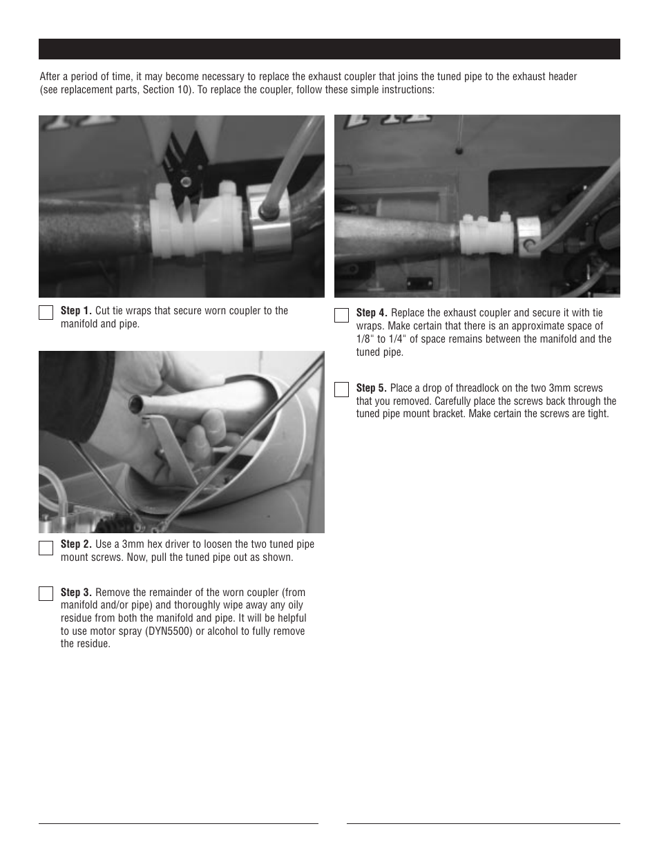 Replacing the exhaust coupler | Pro Boat PRB2250 User Manual | Page 10 / 12