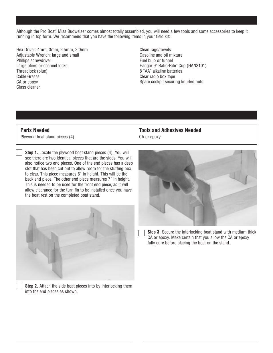 Suggested field equipment and supplies | Pro Boat PRB2250 User Manual | Page 3 / 12