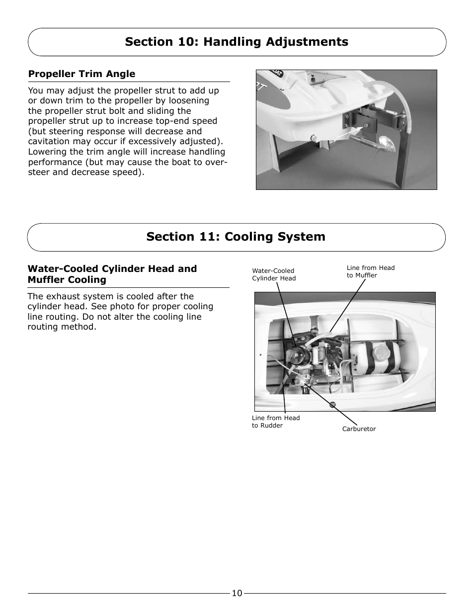 Section 10: handling adjustments, Section 11: cooling system | Pro Boat PRB2350 User Manual | Page 10 / 20