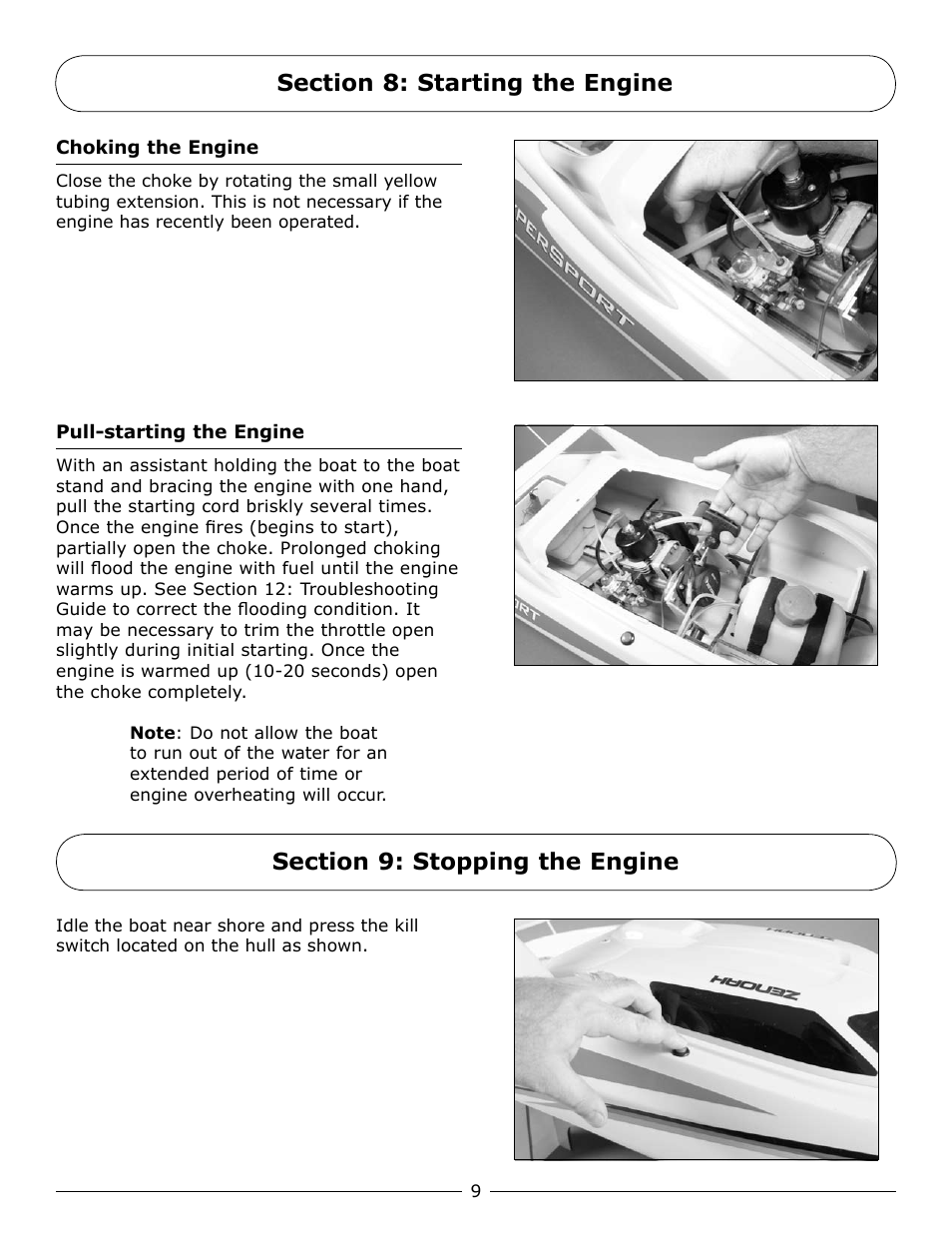 Section 9: stopping the engine | Pro Boat PRB2350 User Manual | Page 9 / 20