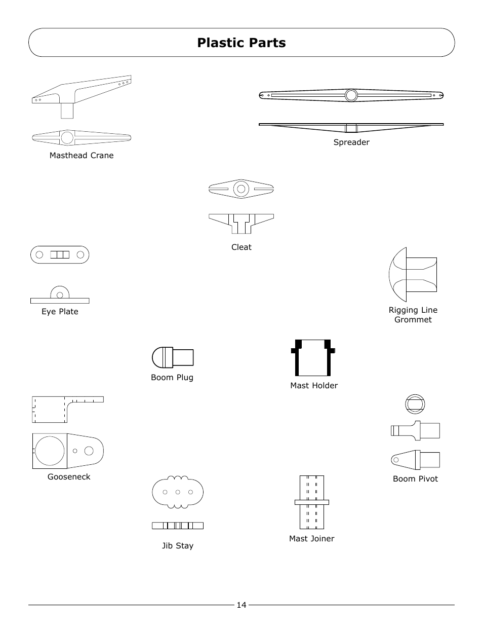 Plastic parts | Pro Boat PRB2450 User Manual | Page 14 / 20