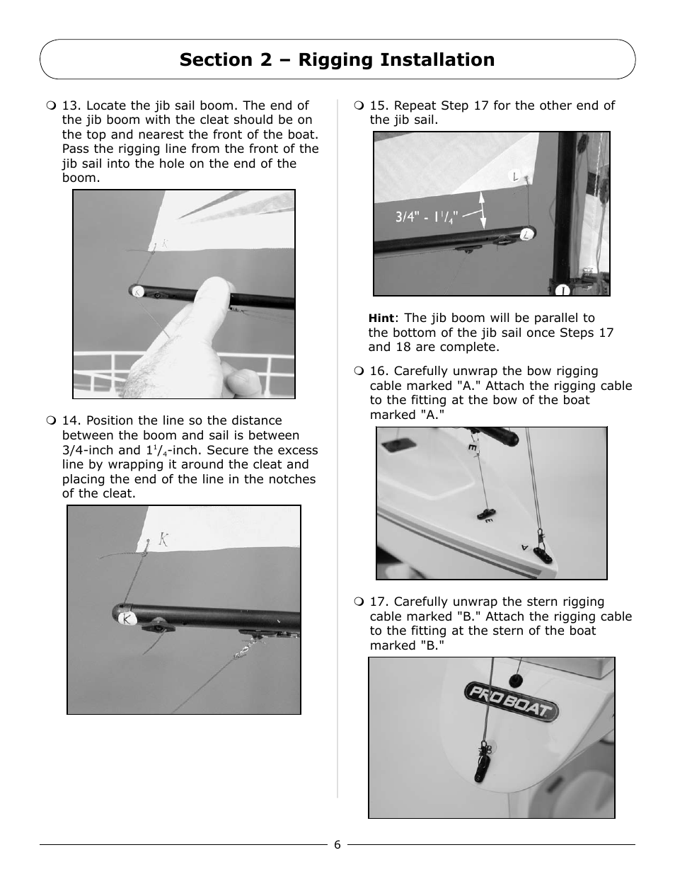 Section 2 – rigging installation | Pro Boat PRB2450 User Manual | Page 6 / 20