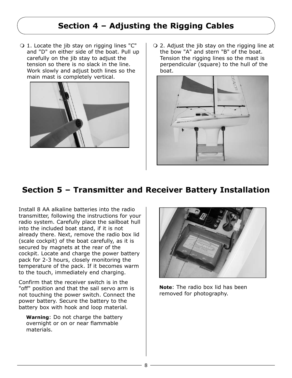 Section 4 – adjusting the rigging cables | Pro Boat PRB2450 User Manual | Page 8 / 20