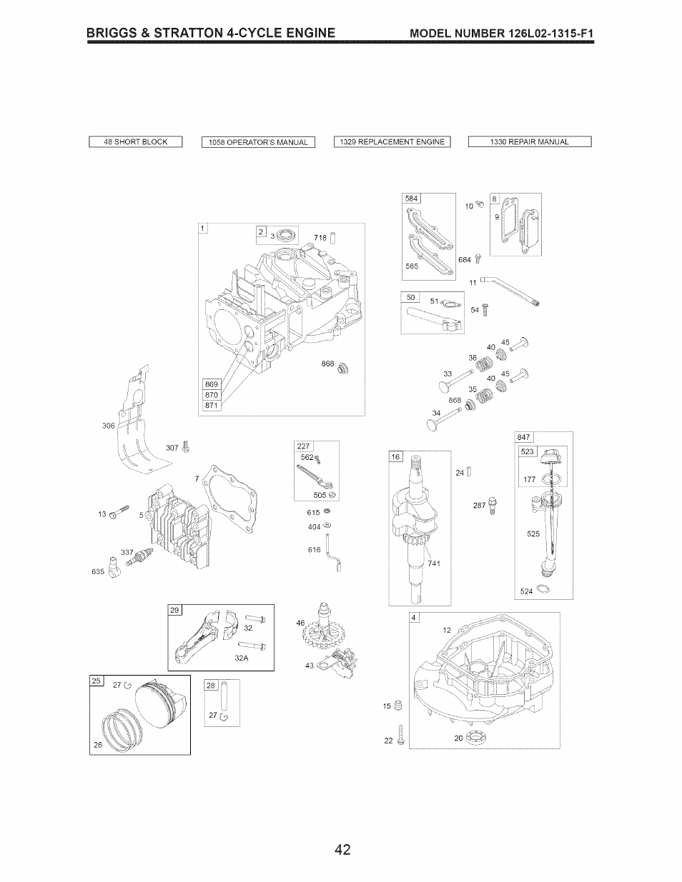 Briggs & stratton 4^cycle engine, 337;^ / j | Craftsman 917.374042 User Manual | Page 42 / 48