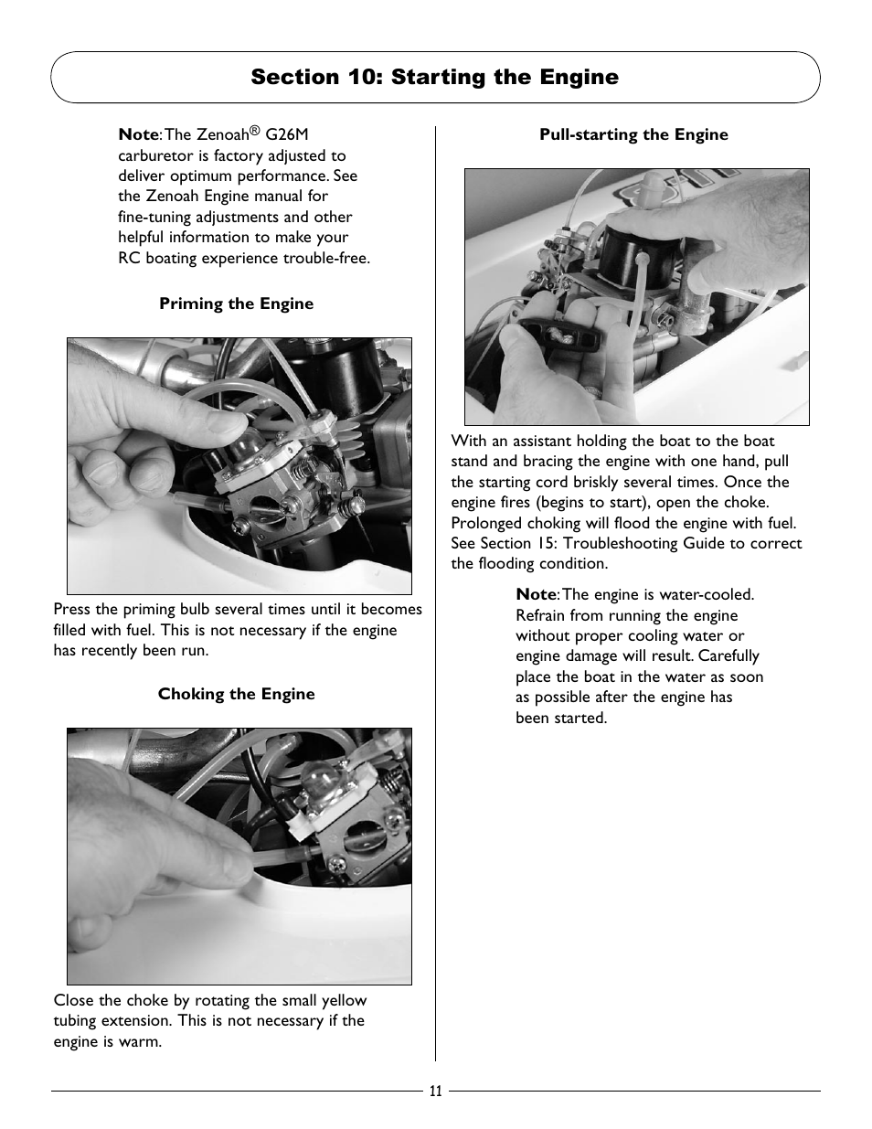 Section 10: starting the engine | Pro Boat PRB2550 User Manual | Page 11 / 20