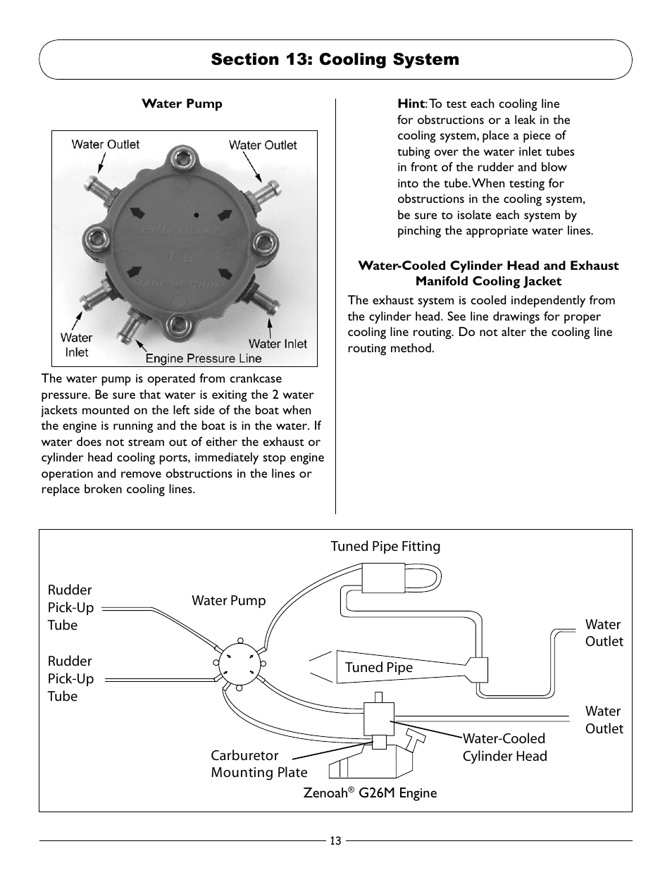 Section 13: cooling system | Pro Boat PRB2550 User Manual | Page 13 / 20