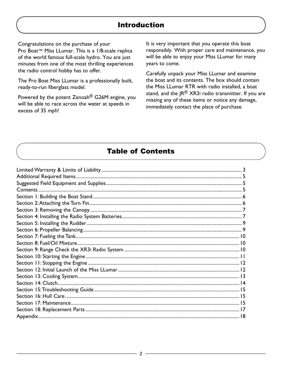 Pro Boat PRB2550 User Manual | Page 2 / 20