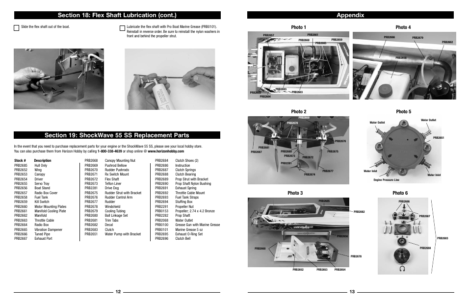 Appendix, Photo 1 photo 4 photo 2 photo 5, Photo 3 photo 6 | Pro Boat PRB2650 User Manual | Page 7 / 8
