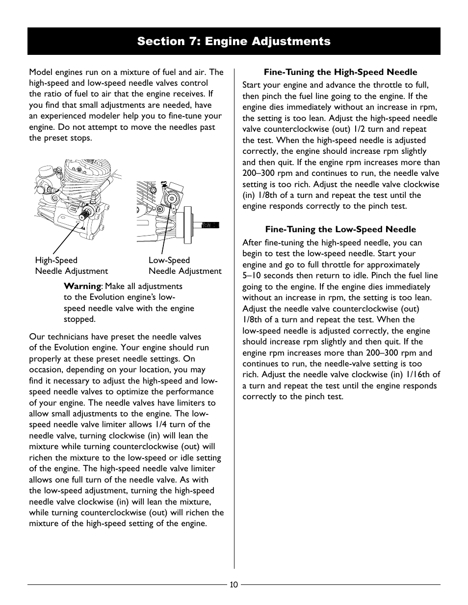 Section 7: engine adjustments | Pro Boat PRB2700 User Manual | Page 10 / 16