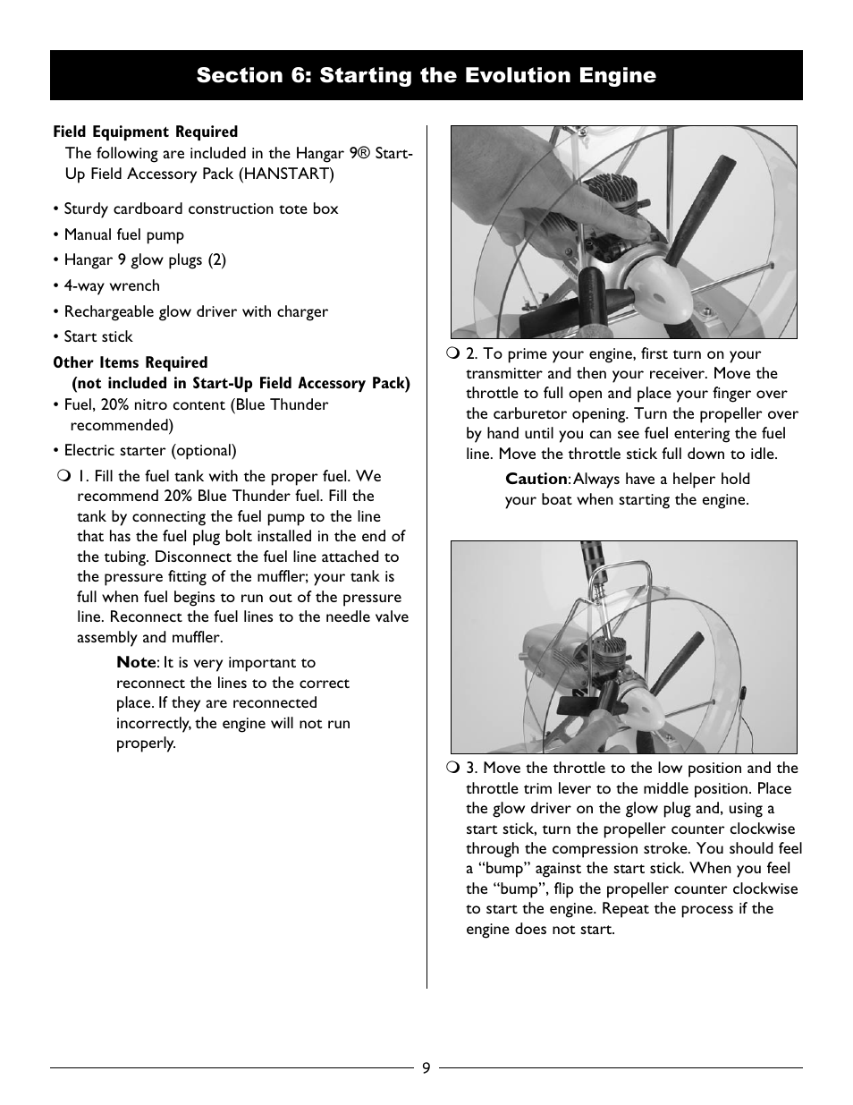 Section 6: starting the evolution engine | Pro Boat PRB2700 User Manual | Page 9 / 16