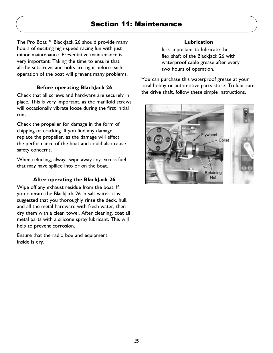 Section 11: maintenance | Pro Boat PRB2800 User Manual | Page 15 / 20