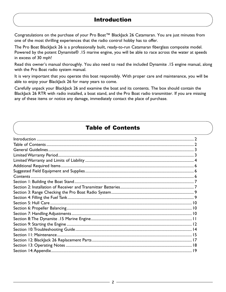 Pro Boat PRB2800 User Manual | Page 2 / 20