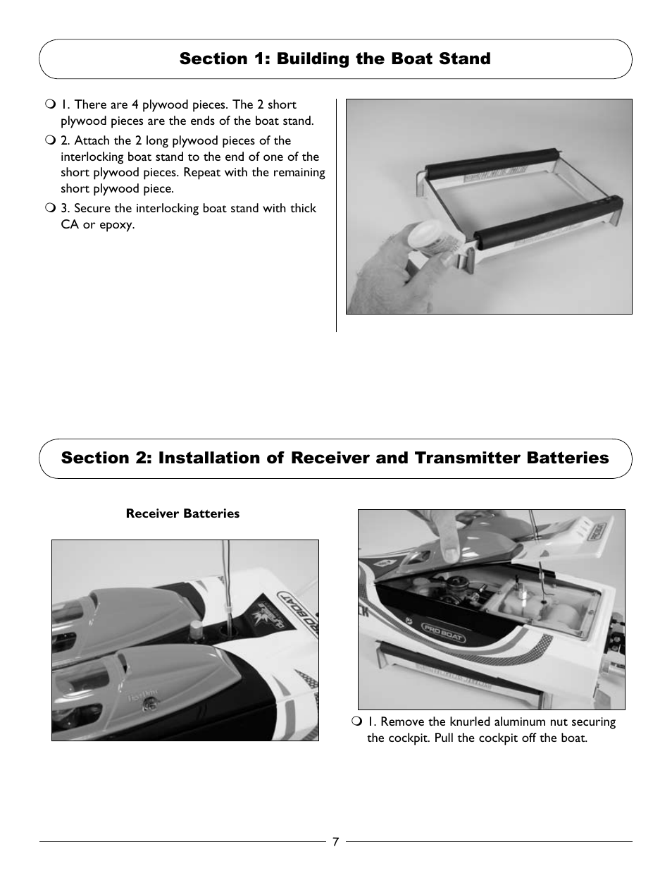 Section 1: building the boat stand | Pro Boat PRB2800 User Manual | Page 7 / 20