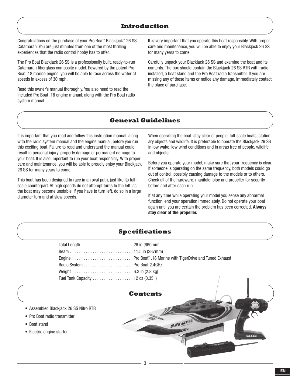 Pro Boat PRB2800S User Manual | Page 3 / 44