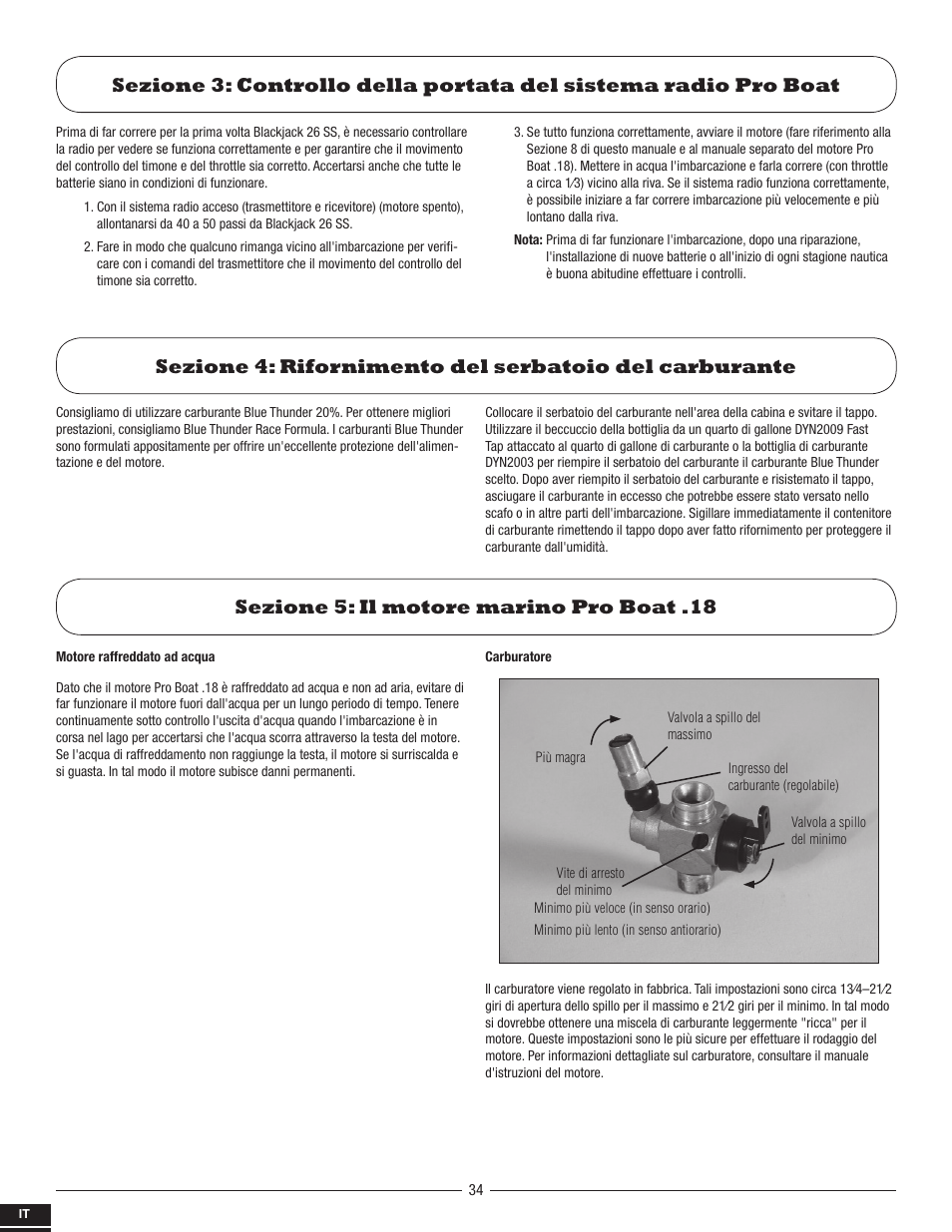 Sezione 5: il motore marino pro boat .18 | Pro Boat PRB2800S User Manual | Page 34 / 44