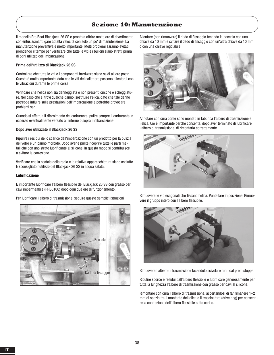 Sezione 10: manutenzione | Pro Boat PRB2800S User Manual | Page 38 / 44