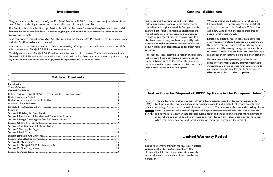 General guidelines | Pro Boat PRB2800T User Manual | Page 2 / 11