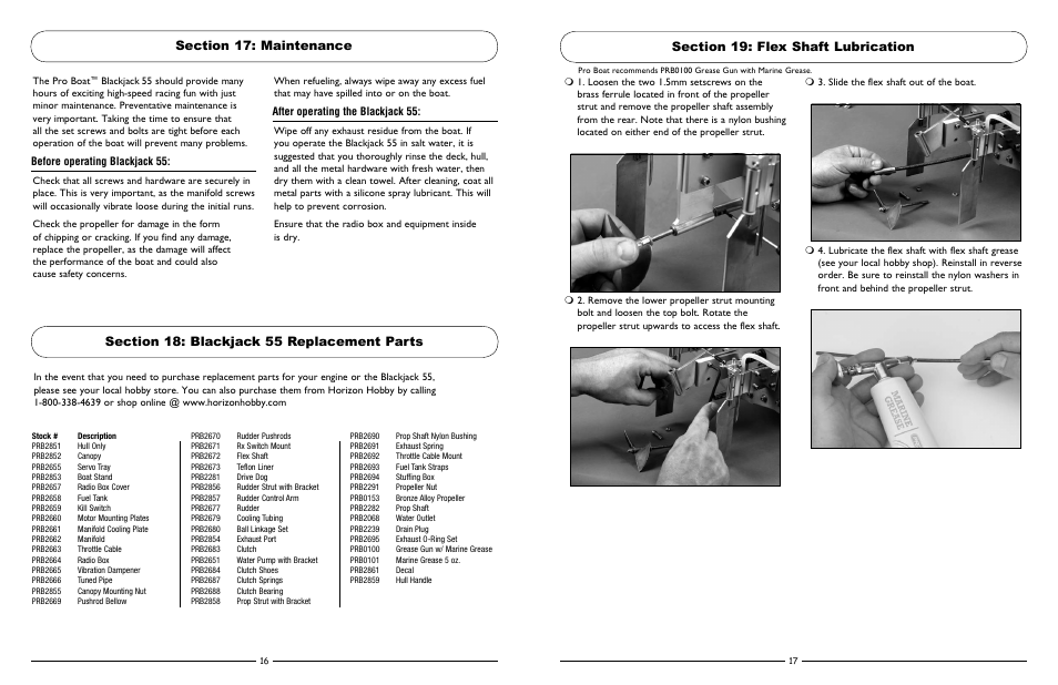 Before operating blackjack 55, After operating the blackjack 55 | Pro Boat PRB2850 User Manual | Page 9 / 11