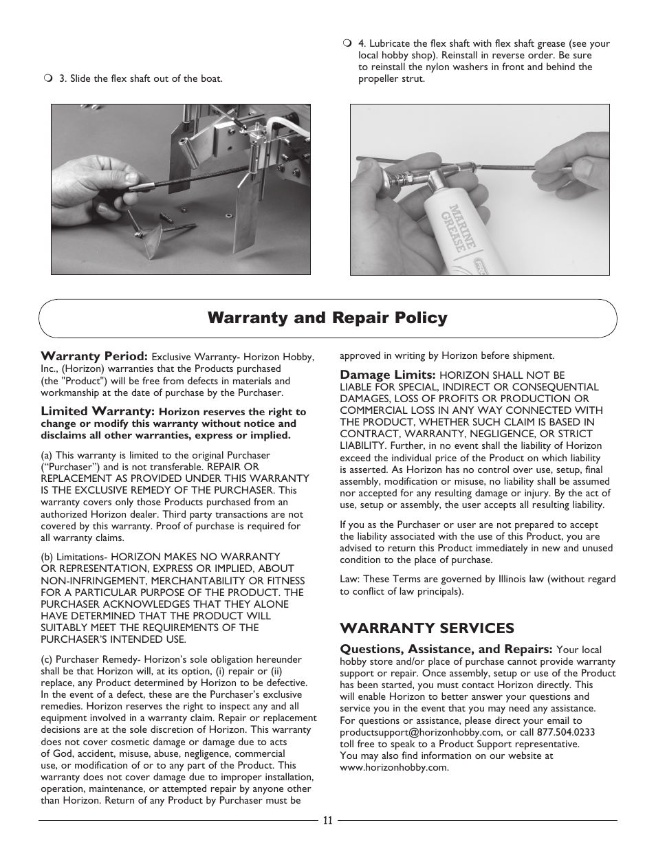 Warranty and repair policy, Warranty services | Pro Boat PRB2850BD User Manual | Page 11 / 16