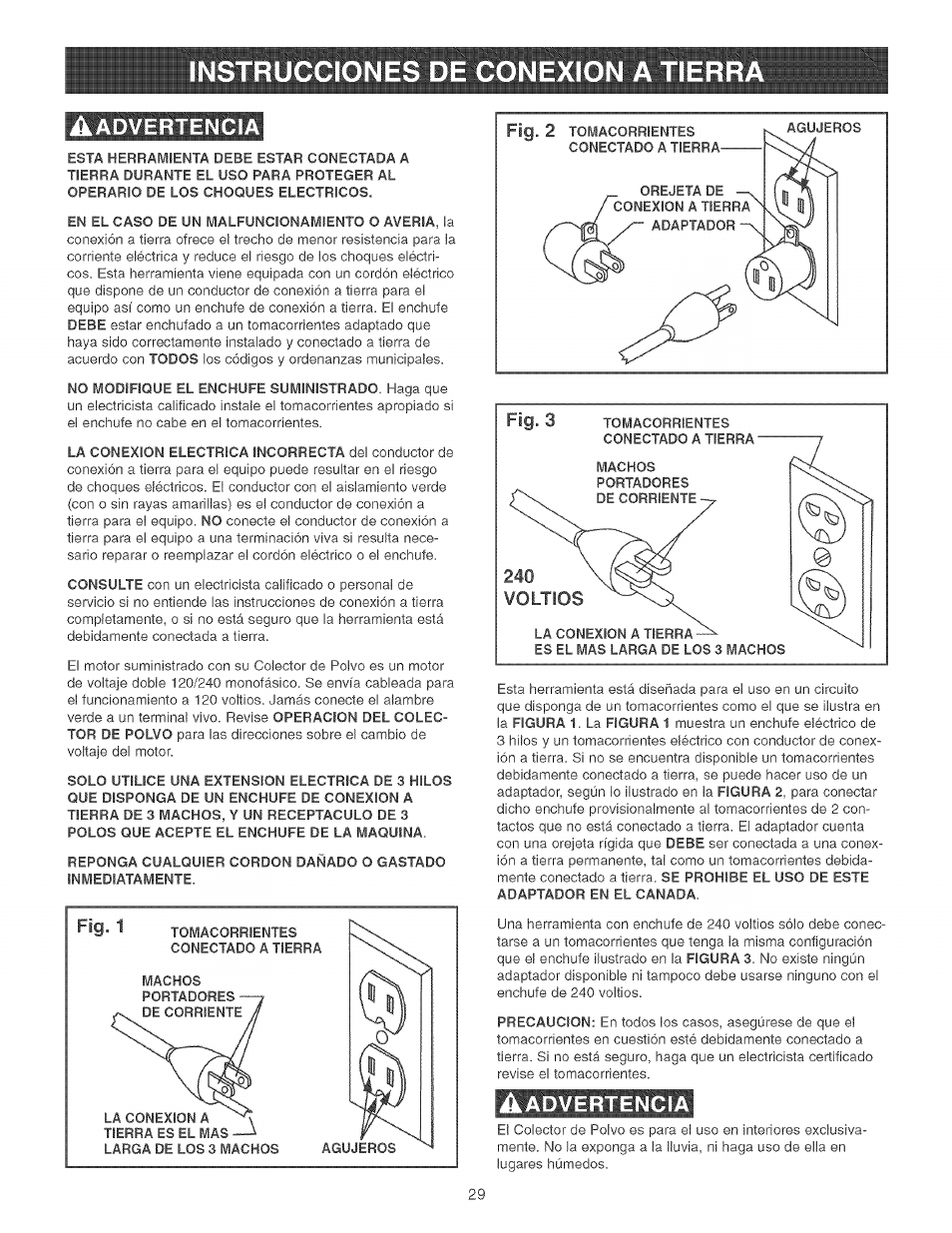 Aadvertencia, Äadvertencia, Advertencia | Craftsman 152.213371 User Manual | Page 29 / 48