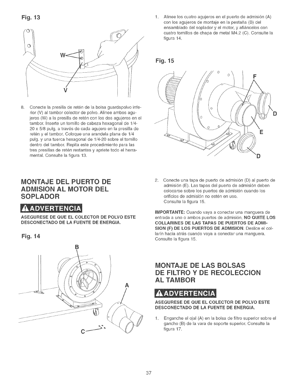 Aadvertencia, Advertencia | Craftsman 152.213371 User Manual | Page 37 / 48