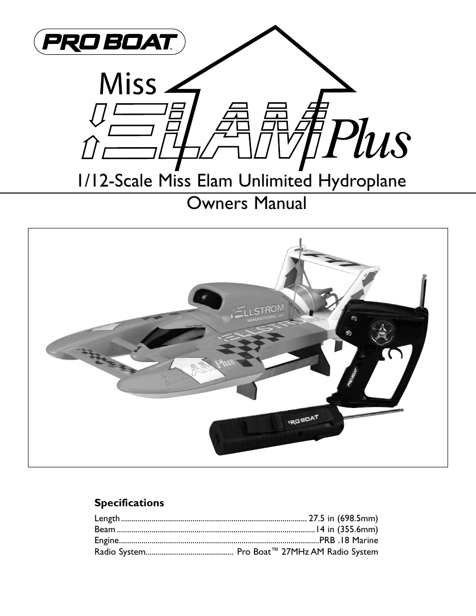 Pro Boat PRB2900T User Manual | 16 pages